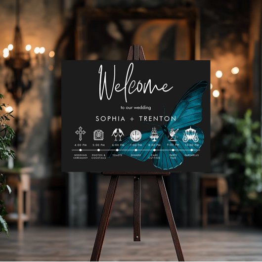 Dark Moody Minimal Blauwgroen Moth Orde van Evenem Poster