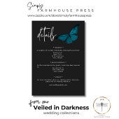 Dark Moody minimale Blauwgroen mot bruiloft detail Informatiekaartje