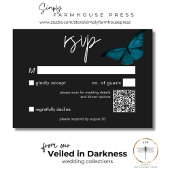 Dark Moody minimale Blauwgroen mot bruiloft QR-cod RSVP Kaartje