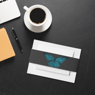 Dark Moody minimale Blauwgroen mot bruiloft Uitnodigingen Wikkel