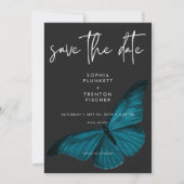 Dark Moody minimale Blauwgroen mot foto bruiloft Save The Date (Voorkant)