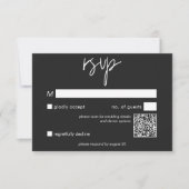 Dark Moody minimale bruiloft QR-code RSVP Kaartje (Voorkant)
