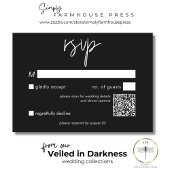 Dark Moody minimale bruiloft QR-code RSVP Kaartje