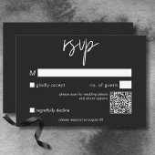 Dark Moody minimale bruiloft QR-code RSVP Kaartje