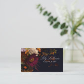 Dark Moody Night Autumn Floral Logo Visitekaartje (Staand voorkant)