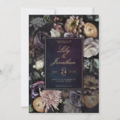 Dark Moody Night Paarse Lavender Floral Wedding Kaart (Voorkant)