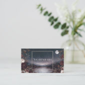 Dark Moody Night Sky Full Moon Botanical Lake Visitekaartje (Staand voorkant)
