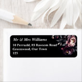 Dark moody noir elegante bordeaux pioenrozen sjabl etiket (Insitu)