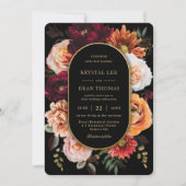 Dark Moody Orange Rust Burgundy Floral Wedding Kaart (Voorkant)