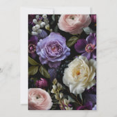 Dark Moody Paarse Bloemen bruiloft uitnodiging (Achterkant)