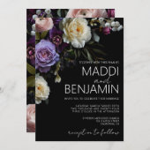 Dark Moody Paarse Bloemen bruiloft uitnodiging (Voorkant / Achterkant)