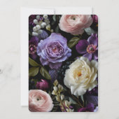 Dark Moody Paarse Bloemen bruiloft uitnodiging (Achterkant)