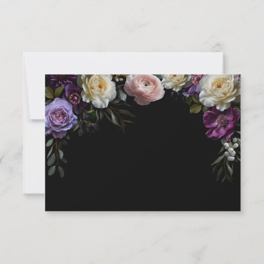 Dark Moody Paarse Bloemen Save the Date Kaart (Achterkant)