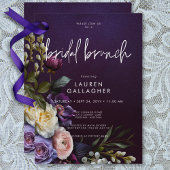 Dark Moody Paarse & Cream Bloemen Bruidsbrunch Kaart