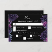 Dark Moody Paarse Gotische Bloemen Bruiloft RSVP K (Voorkant / Achterkant)