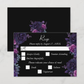 Dark Moody Paarse Gotische Bloemen Bruiloft RSVP K Kaartje (Voorkant / Achterkant)