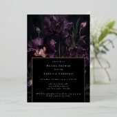 Dark Moody Paarse Gotische Bloemen Vrijgezellenfee Folie Uitnodiging (Staand Voorkant)