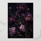 Dark Moody Paarse Gotische Bloemen Vrijgezellenfee Folie Uitnodiging (Achterkant)