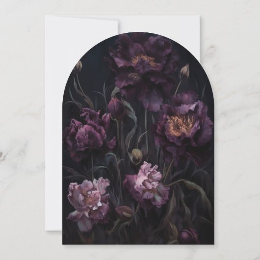 Dark Moody Paarse Gotische Bloemen Vrijgezellenfee Kaart (Achterkant)