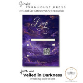 Dark Moody Paarse & Gouden Moonlit Wolken QR Code RSVP Kaartje