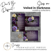 Dark Moody Paarse & Lavendel Bloemen Modern Bruilo Kaart