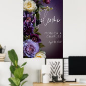 Dark Moody Paarse & Lavendel Bloemen Modern Bruilo Poster (Thuiskantoor)