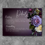 Dark Moody Paarse & Lavendel Bloemen Moderne Detai Informatiekaartje<br><div class="desc">Introductie van onze prachtige bruiloft details kaart die moeiteloos combineert moderne elegantie met allure. Het zachte, losse boeket komt tot leven met donkere paarse, lavendel, crèmewit en bordeauxrode paarse bloemen naast delicaat botanisch groen. Deze opstelling is elegant genesteld in een zacht wit onscherp ovaal, waardoor een ontwerp ontstaat dat de...</div>