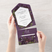 Dark Moody Paarse Waterverf Bloemen Geen Diner All In One Uitnodiging (Afscheurbaar)