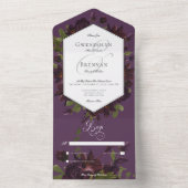 Dark Moody Paarse Waterverf Bloemen Geen Diner All In One Uitnodiging (Binnen)