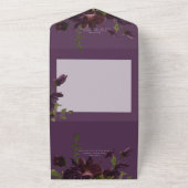 Dark Moody Paarse Waterverf Bloemen QR Code All In One Uitnodiging (Buitenkant)