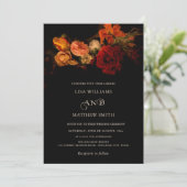 Dark Moody Painted Flowers  Wedding Kaart (Staand voorkant)