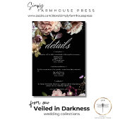 Dark Moody Pastel Opulent Bloemen Zwart Details Informatiekaartje
