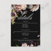 Dark Moody Pastel Opulent Bloemen Zwart Details Informatiekaartje (Voorkant)