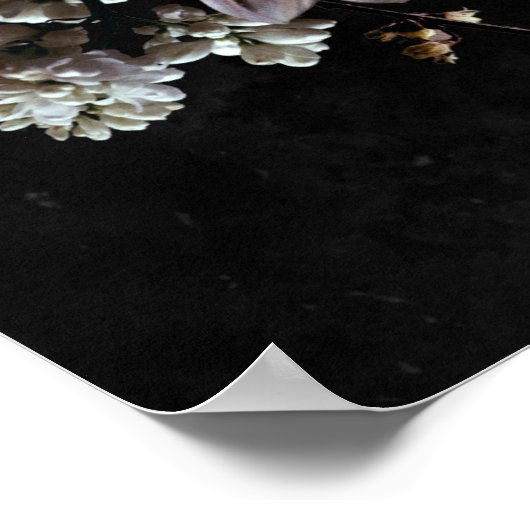 Dark Moody Pastel Opulent Bloemen Zwart Welkom Poster (Hoek)