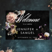 Dark Moody Pastel Opulent Bloemen Zwart Welkom Poster