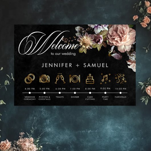 Dark Moody Pastel Opulent Floral Orde van Evenemen Poster