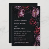 Dark Moody Peony Flowers Wedding Invitation Kaart (Voorkant / Achterkant)