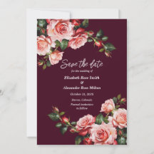 Dark moody pink and red roses burgundy  wedding