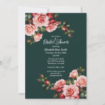 Dark moody pink and red roses green bridal shower