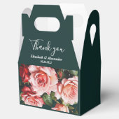 Dark moody pink and red roses green wedding  bedankdoosjes (Geopend)