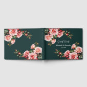 Dark moody pink and red roses green wedding gastenboek (Volledig)