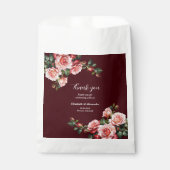 Dark moody pink and red roses maroon wedding bedankzakje (Voorkant)