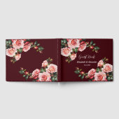 Dark moody pink and red roses maroon  wedding gastenboek (Volledig)