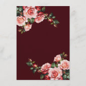 Dark moody pink and red roses maroon wedding informatiekaartje (Achterkant)