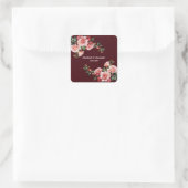 Dark moody pink and red roses maroon wedding vierkante sticker (Tas)