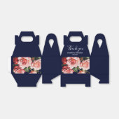 Dark moody pink and red roses navy blue wedding  bedankdoosjes (Uitgevouwen)