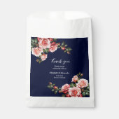 Dark moody pink and red roses navy blue wedding bedankzakje (Voorkant)