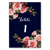 Dark moody pink and red roses navy blue wedding kaart (Achterkant)