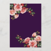 Dark moody pink and red roses purple wedding informatiekaartje (Achterkant)