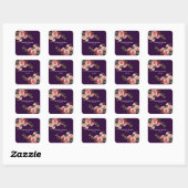 Dark moody pink and red roses purple wedding vierkante sticker (Vel)
